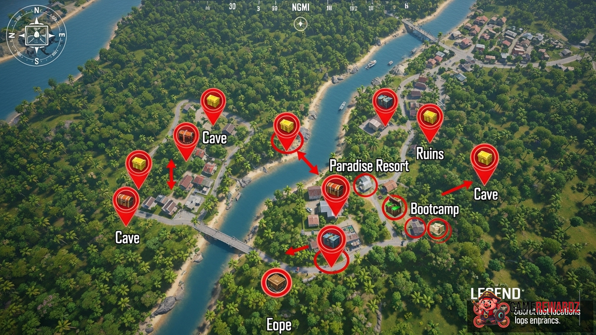 BGMI Secret Loot Locations in Sanhok